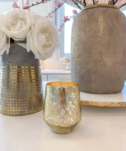 Inspire Me! Home Decor Metallic Gold And Silver Paloma Flower Scented Candle