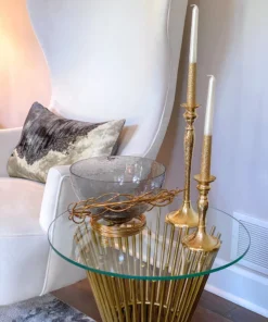 Inspire Me! Home Decor Glass Bowl With Gold Metal Swirl