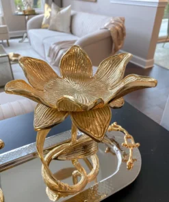 Inspire Me! Home Decor Glass Candle Holders On Gold Floral Stand (2 Sizes)