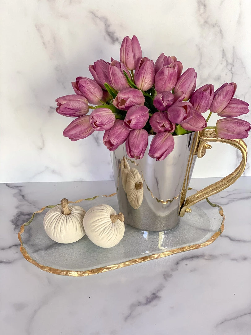 Inspire Me! Home Decor Gold Edge Glass Oval Tray