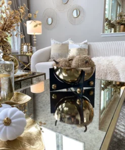 Inspire Me! Home Decor Gold Metal Bowl With Black Base (3 Sizes)