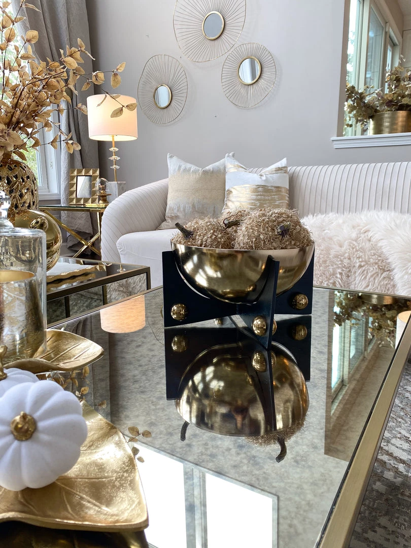 Inspire Me! Home Decor Gold Metal Bowl With Black Base (3 Sizes)