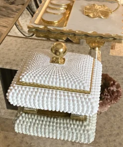 Inspire Me! Home Decor Cream Studded Box W/ Gold Detailing