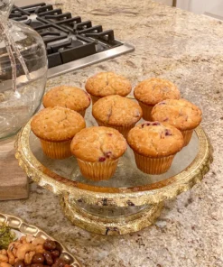 Inspire Me! Home Decor Gold Bordered Glass Cake Stand