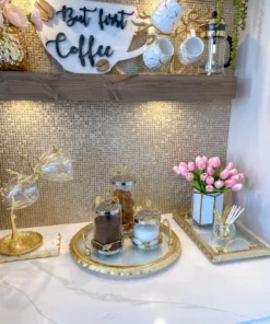 Inspire Me! Home Decor Hammered Glass Canister W/ Gold Leaf Lid (3 Sizes)