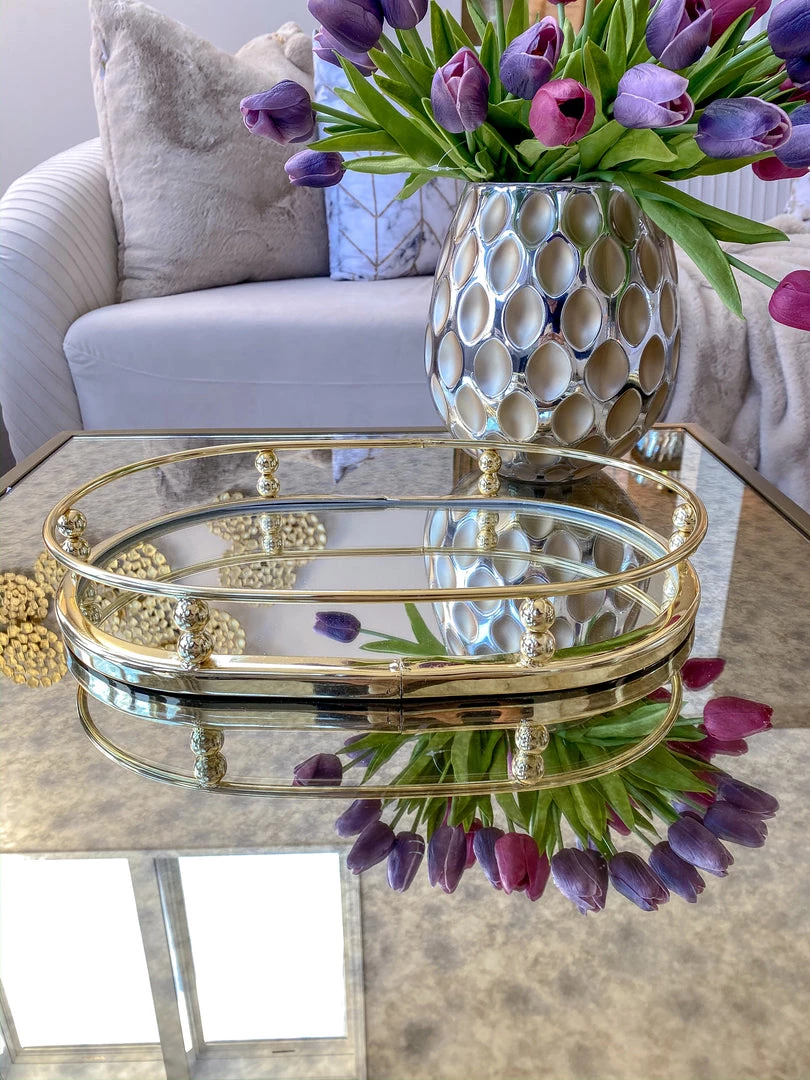 Inspire Me! Home Decor Gold Oval Mirror Tray