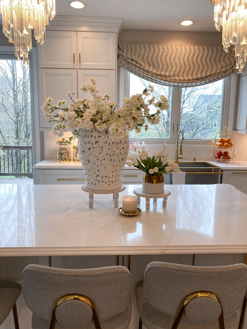 Inspire Me! Home Decor White Leaf Pattern Ginger Jar (2 Sizes)