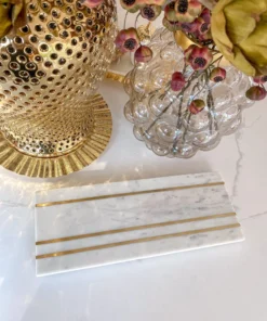 Inspire Me! Home Decor Marble Rectangle Tray With Gold Inlay