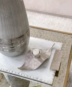 Inspire Me! Home Decor Silver Leaf Tea Light Holder