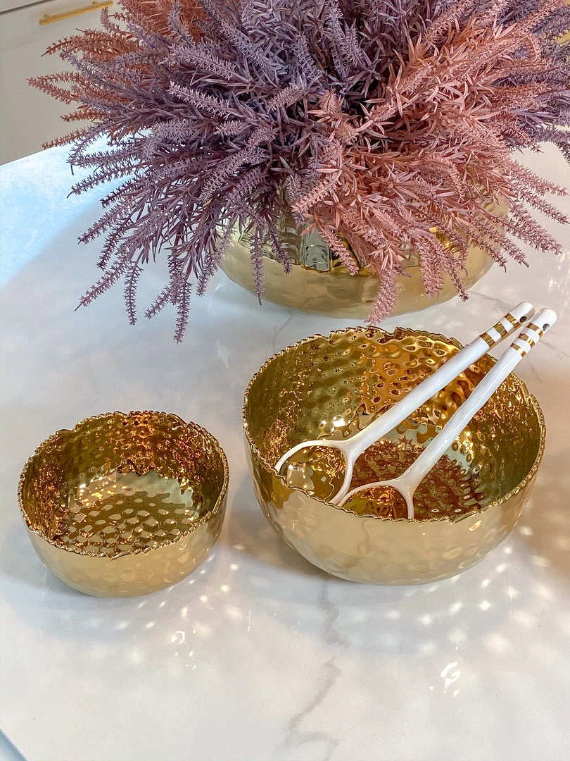 Inspire Me! Home Decor Hammered Porcelain Gold Bowl (2 Sizes)