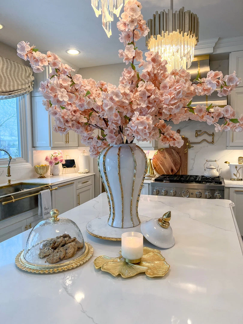 Inspire Me! Home Decor White Ginger Jar With Gold Details (3 Sizes)