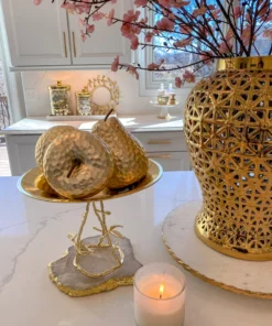 Inspire Me! Home Decor Matte Gold Large Ceramic Hammered Fruits (2 Styles)