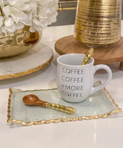 Inspire Me! Home Decor Gold Hammered Handle Wooden Tea Spoon (Set Of 4)
