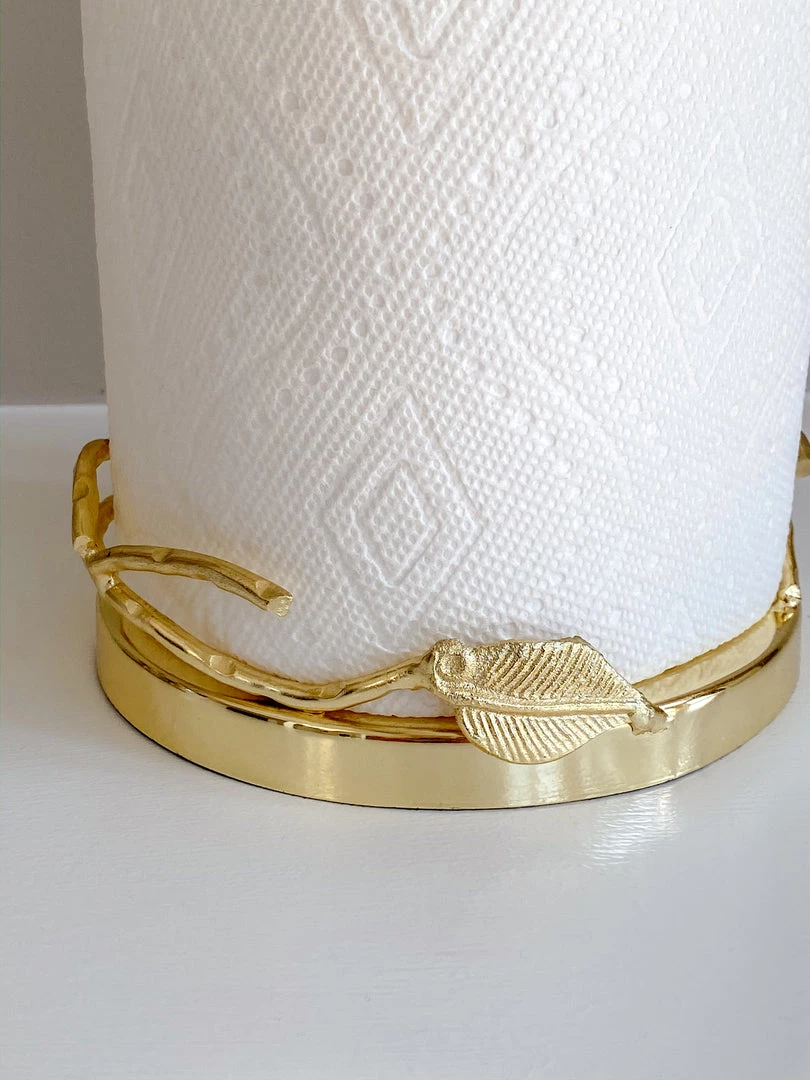 Inspire Me! Home Decor Gold Leaf Detailed Paper Towel Holder