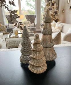 Inspire Me! Home Decor Tall Mercury Glass Tree With Glitter Gold