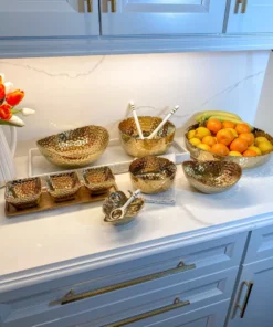 Inspire Me! Home Decor Gold Leaf Snack Bowl And Spoon Set