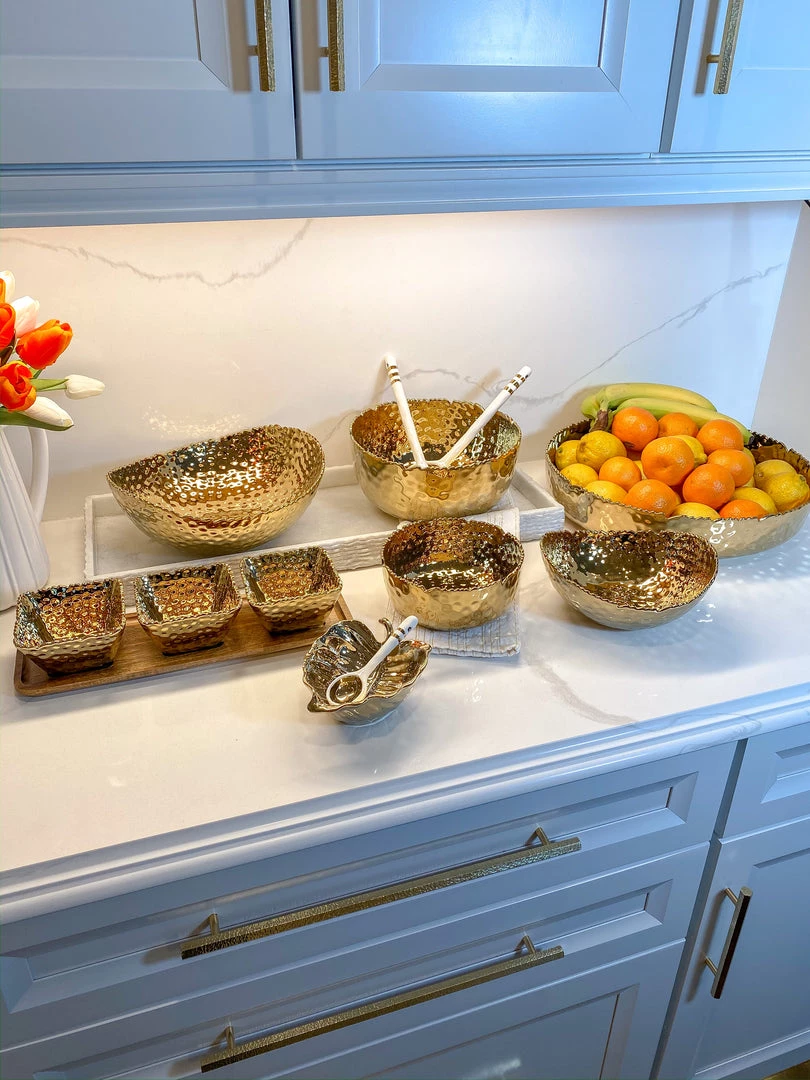 Inspire Me! Home Decor Gold Leaf Snack Bowl And Spoon Set