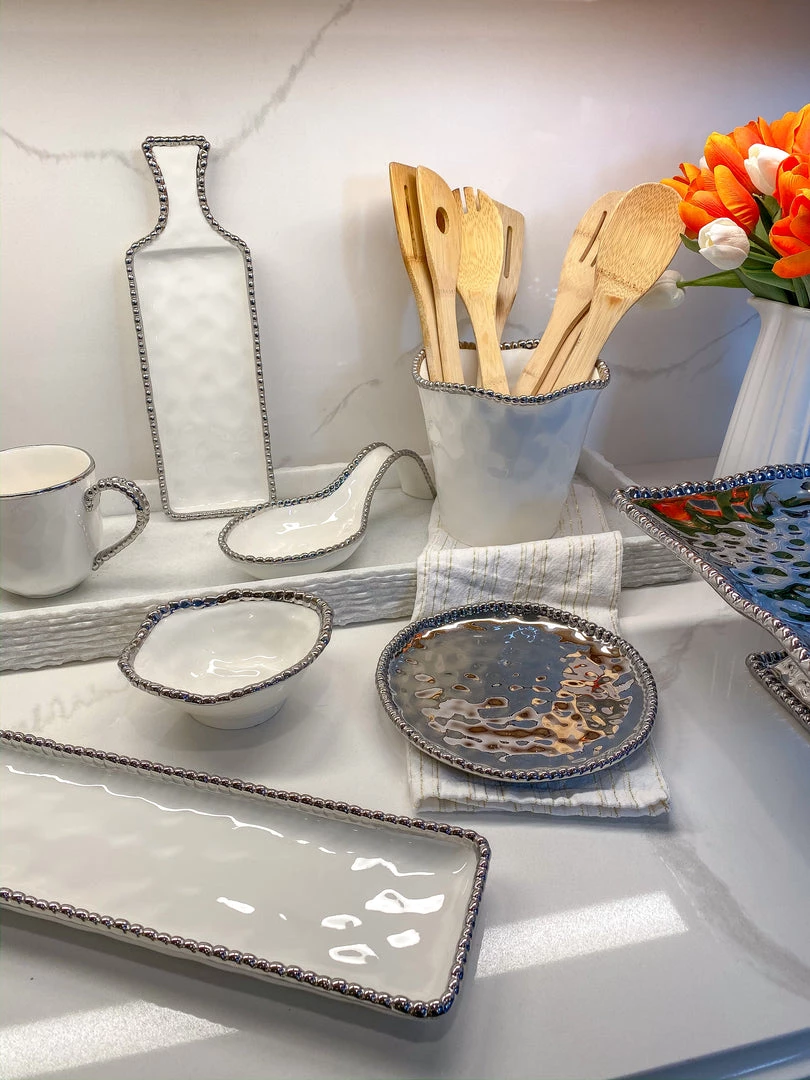 Inspire Me! Home Decor Silver Beaded Plate