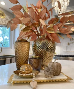 Inspire Me! Home Decor Amber Textured Vase With Gold Rim (2 Sizes)