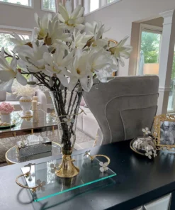 Inspire Me! Home Decor White Glass Vase With White Jeweled Flower Details