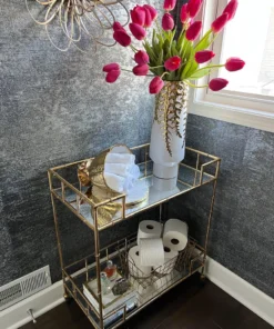 Inspire Me! Home Decor Distressed Gold Bar Cart