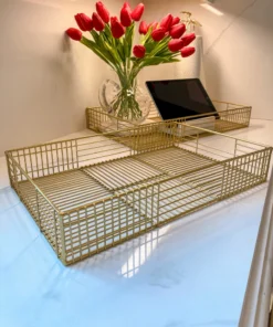 Inspire Me! Home Decor Gold Metal Organization Baskets (Set Of 2)