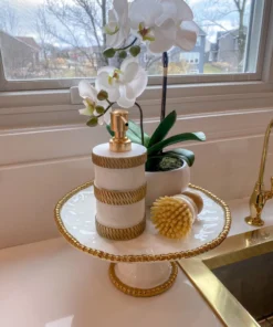 Inspire Me! Home Decor Marble And Gold Triple Striped Soap Dispenser