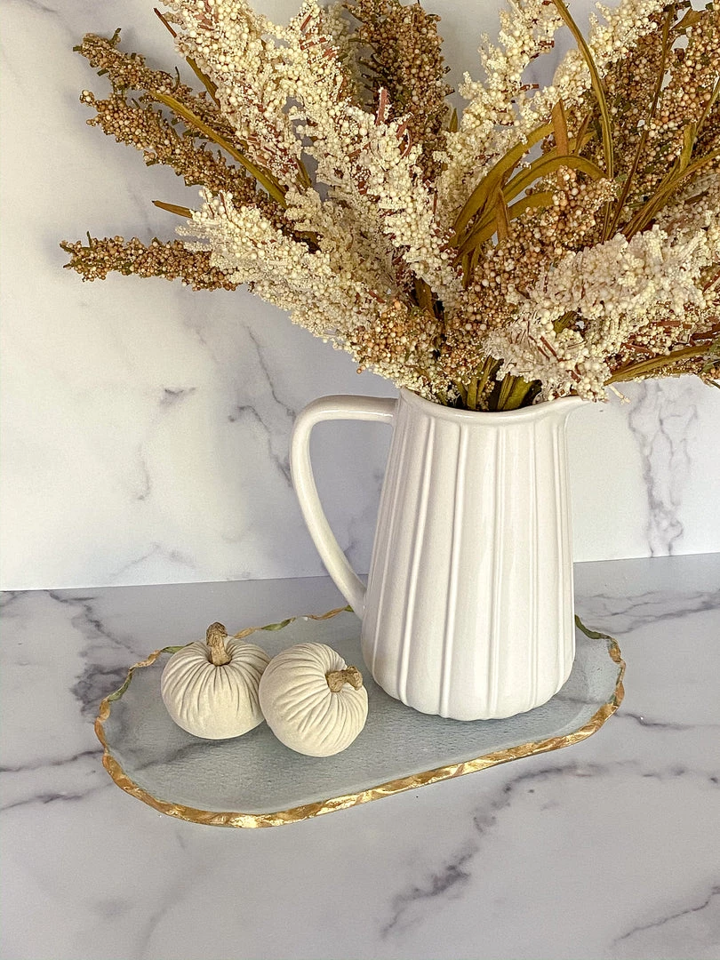 Inspire Me! Home Decor Gold Edge Glass Oval Tray