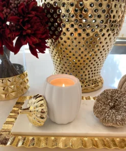 Inspire Me! Home Decor White Pumpkin Candle With Gold Top (2 Sizes)