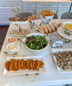 Inspire Me! Home Decor White Ceramic Bowl With Gold Leaf Details (2 Sizes)