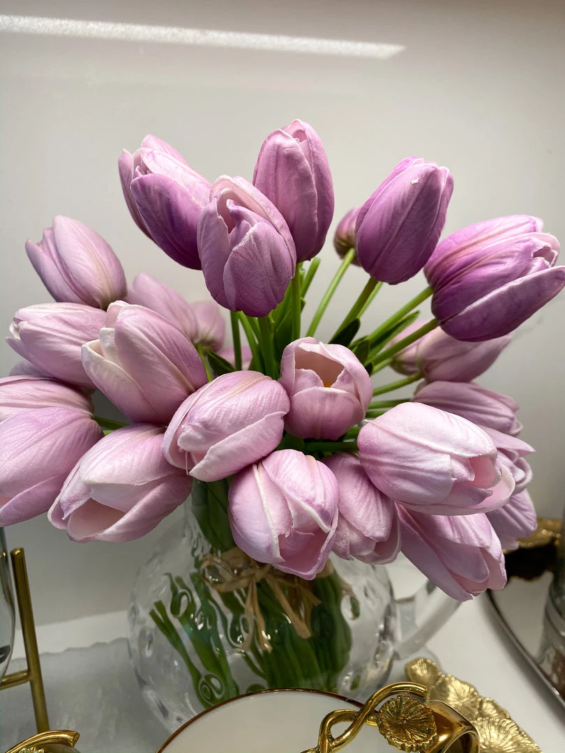 Inspire Me! Home Decor Real Touch Purple Tulip Bundle (3 Shades)