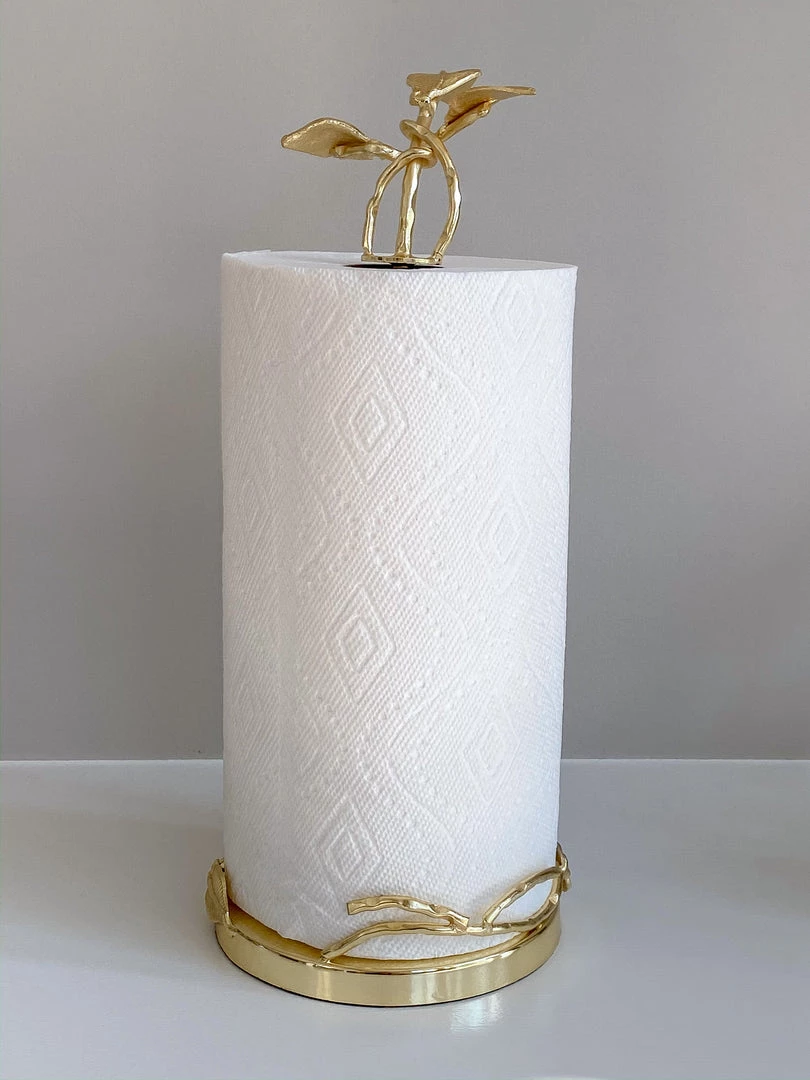 Inspire Me! Home Decor Gold Leaf Detailed Paper Towel Holder
