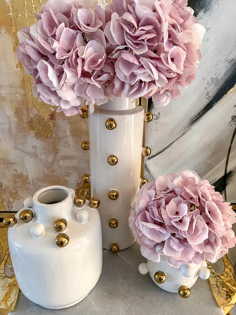 Inspire Me! Home Decor White Ceramic Studded Vase (3 Sizes)