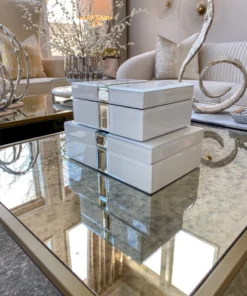 Inspire Me! Home Decor White Glass And Mirror Decorative Boxes (2 Sizes)