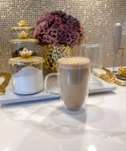 Inspire Me! Home Decor KITCHEN Set Of 2 Tall 15 Oz Double Wall Glass Mug