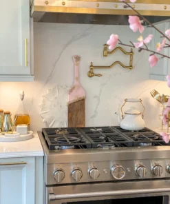 Inspire Me! Home Decor Gold Leaf And Pink Resin Wood Paddle Serving Board