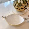 Inspire Me! Home Decor Gold Metal Bird Bowl With White Enameled