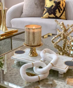 Inspire Me! Home Decor Marble Footed Tray W/ Black Circles