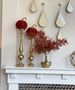 Inspire Me! Home Decor Burnt Orange Velvet Decorative Pumpkin With Gold Stem