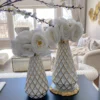 Inspire Me! Home Decor Gold And White Lattice Tapered Vase (2 Sizes)