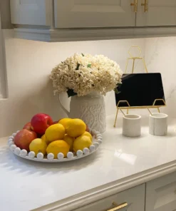 Inspire Me! Home Decor White Ceramic Beaded Tray