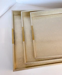 Inspire Me! Home Decor Golden Faux Leather Tray, Set Of 3