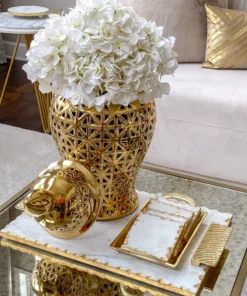 Inspire Me! Home Decor Gold Pierced Pattern Ginger Jar