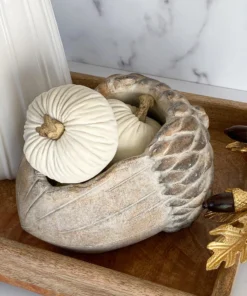 Inspire Me! Home Decor Mini Cream Velvet Decorative Pumpkin