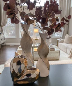 Inspire Me! Home Decor Silver And White Twisted Vase (2 Sizes)