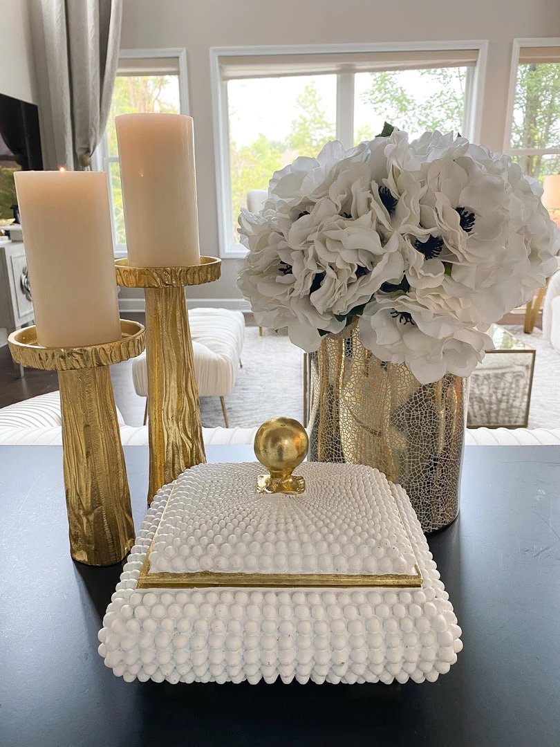 Inspire Me! Home Decor Cream Studded Box W/ Gold Detailing
