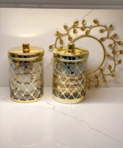 Inspire Me! Home Decor Glass Jar W/ Gold Lid (2 Sizes & 2 Colors)