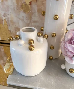 Inspire Me! Home Decor White Ceramic Studded Vase (3 Sizes)