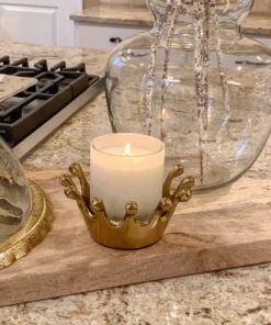 Inspire Me! Home Decor Gold Crown Candle Holder