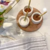 Inspire Me! Home Decor Set Of 3 Marble Spice Bowls W/ Gold Spoons And Wood Base